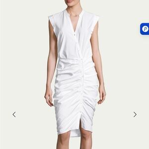Veronica Beard Sleeveless Ruched Shirt Dress White size 16